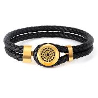 PU Leather Cord Bracelets, with Stainless Steel, plated, fashion jewelry & woven pattern, more colors for choice, Length:19 cm, Sold By PC