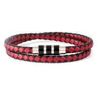 PU Leather Cord Bracelets with Stainless Steel plated fashion jewelry & woven pattern Length 18.5 cm Sold By PC