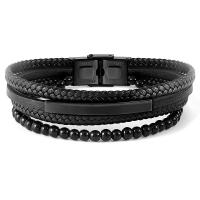 Bracelets cordon PU, cuir PU, avec acier inoxydable, Placage, bijoux de mode & motif tissé, plus de couleurs à choisir, Longueur 18.5 cm, Vendu par PC