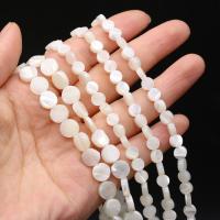 Naturlige muslingeskal perler, Sea Shell, Flad Rund, du kan DIY & forskellig størrelse for valg, hvid og sort, Solgt Per Ca. 15 inch Strand
