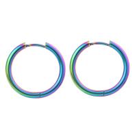 Stainless Steel Hoop Earring, Donut, colorful plated, Unisex, 24mm, Sold By Pair