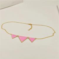 Zinc Alloy Jewelry Necklace with Resin with 1.97Inch extender chain Triangle gold color plated for woman nickel lead & cadmium free 88x24-34mm Length Approx 15.75 Inch Sold By PC