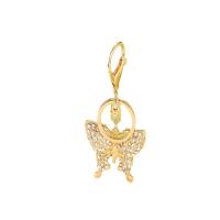 Tibetan Style Key Clasp, Butterfly, gold color plated, Unisex & with rhinestone, nickel, lead & cadmium free, 50x100mm, Sold By PC