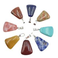 Gemstone Pendants Jewelry Natural Stone Trapezium random style & Unisex mixed colors 20mm Sold By PC