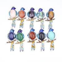 Gemstone Pendants Jewelry, Tibetan Style, with Natural Stone, Bird, plated, different materials for choice & Unisex & can be used as brooch or pendant, more colors for choice, nickel, lead & cadmium free, 20x66mm, Sold By PC