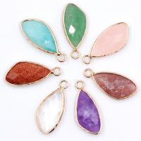 Gemstone Pendants Jewelry, Natural Stone, with Brass, Teardrop, gold color plated, different materials for choice & Unisex & faceted, more colors for choice, nickel, lead & cadmium free, 11x25mm, Sold By PC