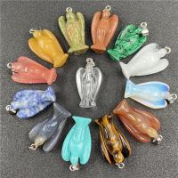 Gemstone Pendants Jewelry, Natural Stone, Angel, different materials for choice & Unisex, more colors for choice, 38-42mm, Sold By PC
