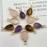 Gemstone Pendants Jewelry, Natural Stone, with Brass, Teardrop, gold color plated, different materials for choice & Unisex & faceted, more colors for choice, 10x18x5mm, Sold By PC