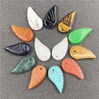 Gemstone Pendants Jewelry, Natural Stone, Wing Shape, polished, different materials for choice & Unisex, more colors for choice, 16x30mm, Sold By PC