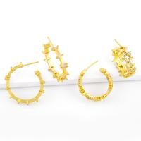 Cubic Zirconia Micro Pave Brass Earring, gold color plated, different styles for choice & micro pave cubic zirconia, golden, nickel, lead & cadmium free, Sold By Pair