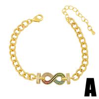 Cubic Zirconia Micro Pave Brass Bracelet with 1.97 extender chain gold color plated & micro pave cubic zirconia golden nickel lead & cadmium free Length 4.96 Inch Sold By PC