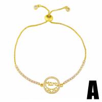 Cubic Zirconia Micro Pave Brass Bracelet gold color plated & micro pave cubic zirconia golden nickel lead & cadmium free Length 9.06 Inch Sold By PC