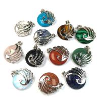 Gemstone Pendants Jewelry, with Tibetan Style, Peacock, silver color plated, different materials for choice, more colors for choice, 25x30mm, Sold By PC