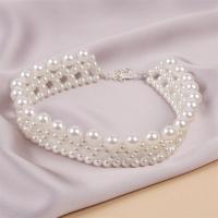 Fashion Choker Necklace Plastic Pearl with 2inch extender chain fashion jewelry & ball chain & for woman 27mm Length Approx 15 Inch Sold By PC