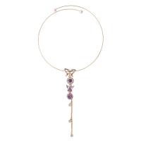 Zinc Alloy smykker halskæde, med Plastic Pearl, Butterfly, guldfarve belagt, for kvinde & med rhinestone & hule, nikkel, bly & cadmium fri, 120mm, Længde Ca. 21.6 inch, Solgt af PC