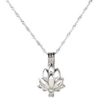 Luminated Necklace, Tibetan Style, Lotus, plated, Twisted Piece Chain & Unisex & hollow, more colors for choice, nickel, lead & cadmium free, Length:Approx 17.7 Inch, Sold By PC