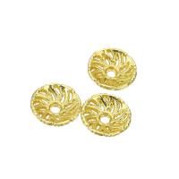 Tibetan Style Bead Cap, real gold plated, hollow, 7x7x2mm, Sold By PC
