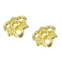Tibetan Style Bead Cap, real gold plated, hollow, 10x10x3mm, Sold By PC