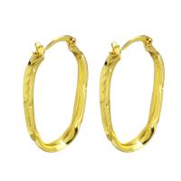 Brass Hoop Earring, gold color plated, for woman, 5x42x21mm, Sold By Pair