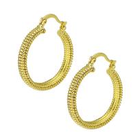 Brass Hoop Earring, gold color plated, for woman, 5x32x28mm, Sold By Pair