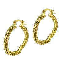 Brass Hoop Earring, gold color plated, for woman, 4x32x29mm, Sold By Pair