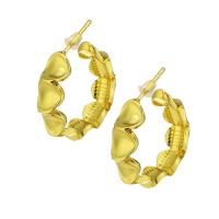 Brass Stud Earring, gold color plated, for woman, 7x26x30mm, Sold By Pair
