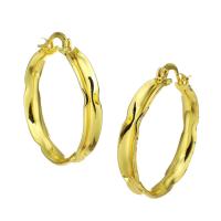 Messing Hoop Earring, guldfarve belagt, for kvinde, 5x35x32mm, Solgt af par