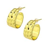 Brass Stud Earring, real gold plated, for woman, 9x19x23mm, Sold By Pair