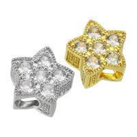 Cubic Zirconia Micro Pave Brass Beads, Star, real gold plated, micro pave cubic zirconia, more colors for choice, 13x13x5mm, Hole:Approx 4mm, Sold By PC