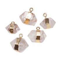 Quartz Gemstone Pendants, Brass, with Clear Quartz, white, 18x17x12mm, Sold By PC