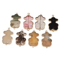 Gemstone Connector, Brass, with Gemstone, Bear, more colors for choice, 40x22x6mm, Sold By PC