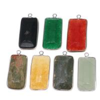 Bijoux Pendentifs en pierres gemmes, laiton, avec pierre gemme, rectangle, plus de couleurs à choisir, 36x17x5mm, Vendu par PC