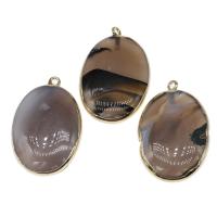 Agate Jewelry Pendants, Brass, with Agate, mixed colors, 43x28x8mm, Sold By PC