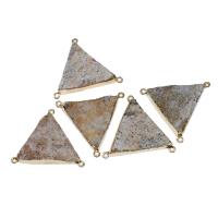 Латунь коннектор, с Полудрагоценный камень, Треугольник, разноцветный, 35x38x7mm, продается PC