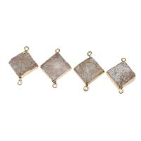 Brass Connector, with Gemstone, Rhombus, mixed colors, 25x18x5mm, Sold By PC