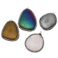Brass Pendant, with Rhinestone Clay Pave & Gemstone, more colors for choice, 40x27x9mm, Sold By PC