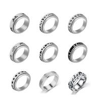 Stainless Steel Finger Ring, Round, polished, fashion jewelry & Unisex & different size for choice & different styles for choice, more colors for choice, Sold By PC