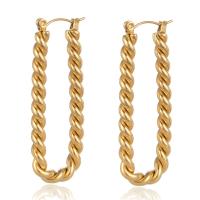 Stainless Steel Hoop Earring gold color plated fashion jewelry golden Sold By Pair