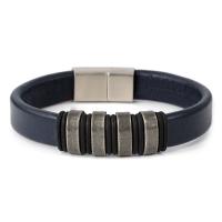 PU Leather Cord Bracelets, with Stainless Steel, plated, fashion jewelry, more colors for choice, 18x11mm, Sold By PC