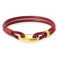 PU Leather Cord Bracelets with Stainless Steel plated fashion jewelry Length Approx 18.5 cm Sold By PC