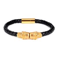 Bracelets cordon PU, cuir PU, avec acier inoxydable, Placage, bijoux de mode, plus de couleurs à choisir, Longueur:19 cm, Vendu par PC