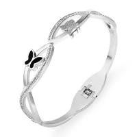 Stainless Steel Bangle Butterfly plated fashion jewelry & enamel & with rhinestone Sold By PC