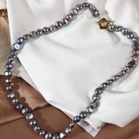 Collar de Perlas Natural de Freshwater, Perlas cultivadas de agua dulce, con metal, Irregular, para mujer, color de bronce antiguo, 8-9mm, Vendido para 42 cm Sarta