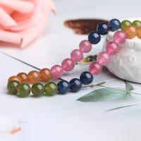 Turmalin Perle, rund, DIY & verschiedene Größen vorhanden, gemischte Farben, verkauft per ca. 15 ZollInch Strang