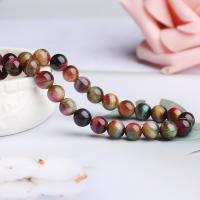 Tiger Eye Beads, Runde, du kan DIY & forskellig størrelse for valg, blandede farver, Solgt Per Ca. 14.17 inch Strand