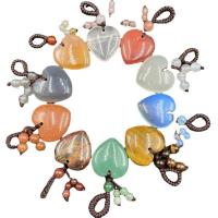 Gemstone Pendants Jewelry, Natural Stone, Heart, different materials for choice & Unisex, more colors for choice, 30x50-55mm, Sold By PC