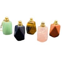 Natural Stone Perfume Bottle Pendant with Stainless Steel Polygon plated & Unisex 33mm Sold By PC