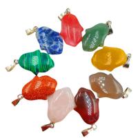 Gemstone Pendants Jewelry, Natural Stone, Hand, different materials for choice & Unisex, more colors for choice, 15mm, Sold By PC