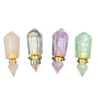 Natural Stone Perfume Bottle Pendant, gold color plated, different materials for choice & Unisex, more colors for choice, 13x45mm, Sold By PC