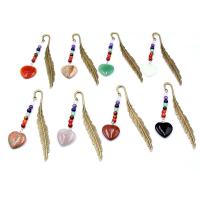 Zinc Alloy Bookmark with Natural Stone & Stainless Steel antique gold color plated & Unisex nickel lead & cadmium free 120mm Sold By PC